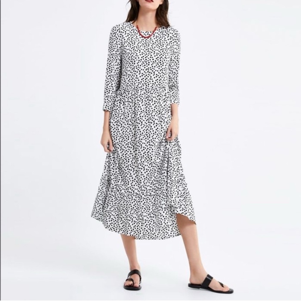 Zara Black and White 3/4 Sleeve Sundress
